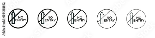 No entry road sign vector outline set illustration sign