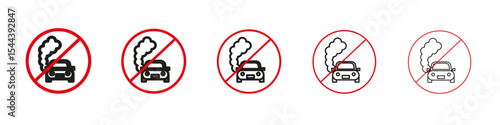 No exhaust gases sign vector outline set illustration sign
