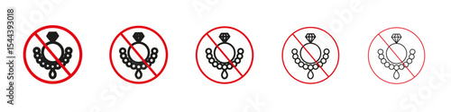 No jewelry sign vector outline set illustration sign