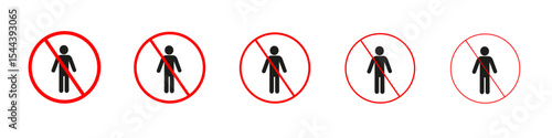 No man sign vector outline set illustration sign