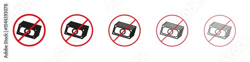 No money sign vector outline set illustration sign