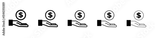 No money sign vector outline set illustration sign