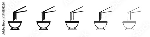 Noodles icon vector outline set illustration sign