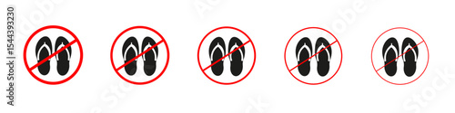 No sandals sign vector outline set illustration sign