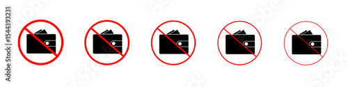 No wallet sign vector outline set illustration sign