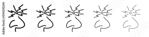 Nose pain icon vector outline set illustration sign