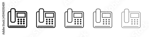 Office phone icon vector outline set illustration sign
