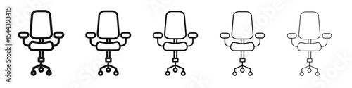 Office chair icon vector outline set illustration sign