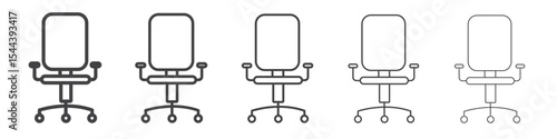 Office chair icon vector outline set illustration sign