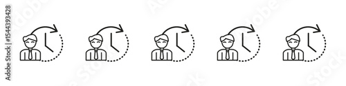 Office hours icon vector outline set illustration sign
