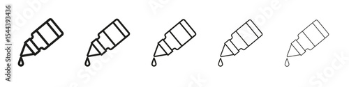 Oil dropper bottle icon vector outline set illustration sign