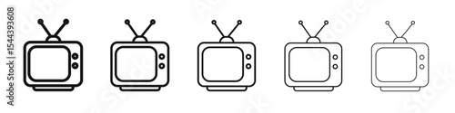 Old television icon vector outline set illustration sign