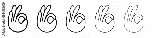 OK gesture icon vector outline set illustration sign
