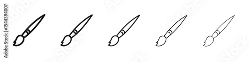 Paint brush icon vector outline set illustration sign
