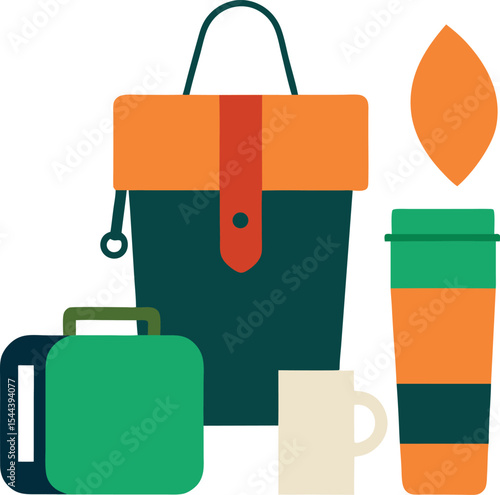 Stylish Travel Set Illustration Including Crossbody Bag