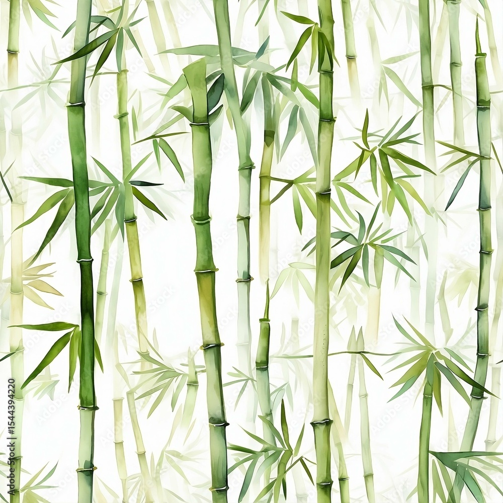 Obraz premium Serene Watercolor Bamboo Forest Seamless Pattern Design for Textile, Wallpaper, and Prints