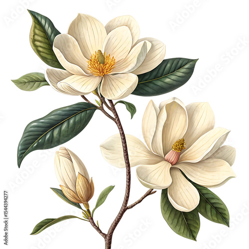 Yellow lily flower vector illustration with floral design elements