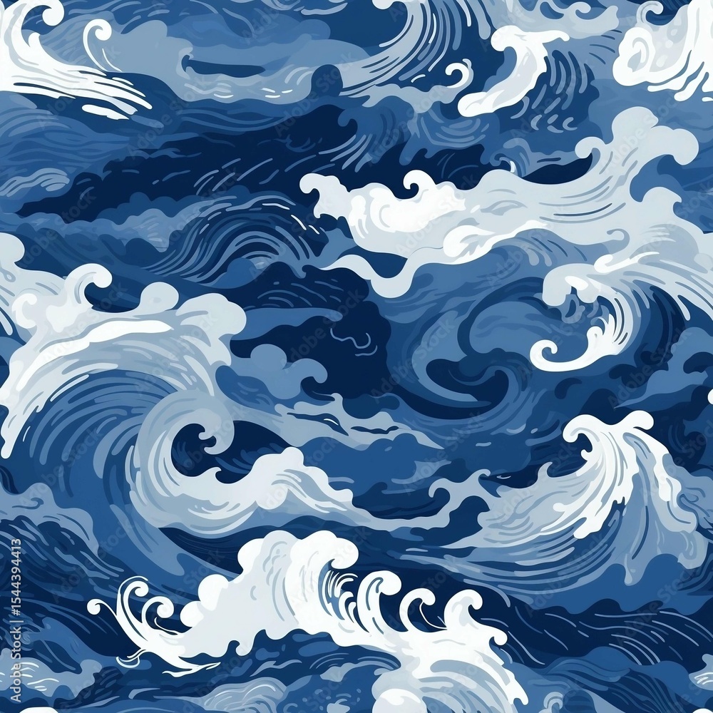 Seamless Blue Wave Pattern Ocean Water Texture Illustration for Fabric, Wallpaper, and Design Projects Seamless Blue Wave Pattern Ocean Water Texture Illustration for Fabric, Wallpaper, and Design Projects