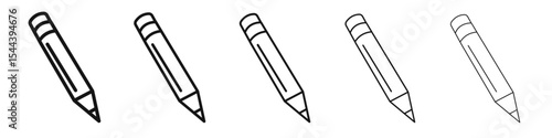 Pencil icon vector outline set illustration sign