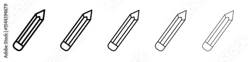 Pencil icon vector outline set illustration sign