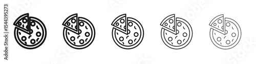 Pizza icon vector outline set illustration sign