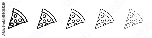 Pizza slice icon vector outline set illustration sign