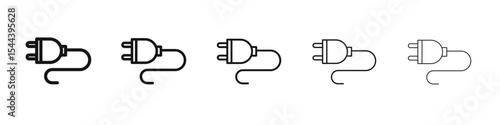 Plug icon vector outline set illustration sign
