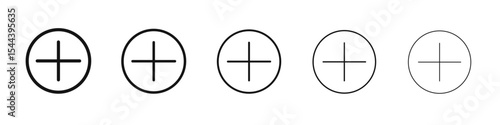 Plus icon vector outline set illustration sign