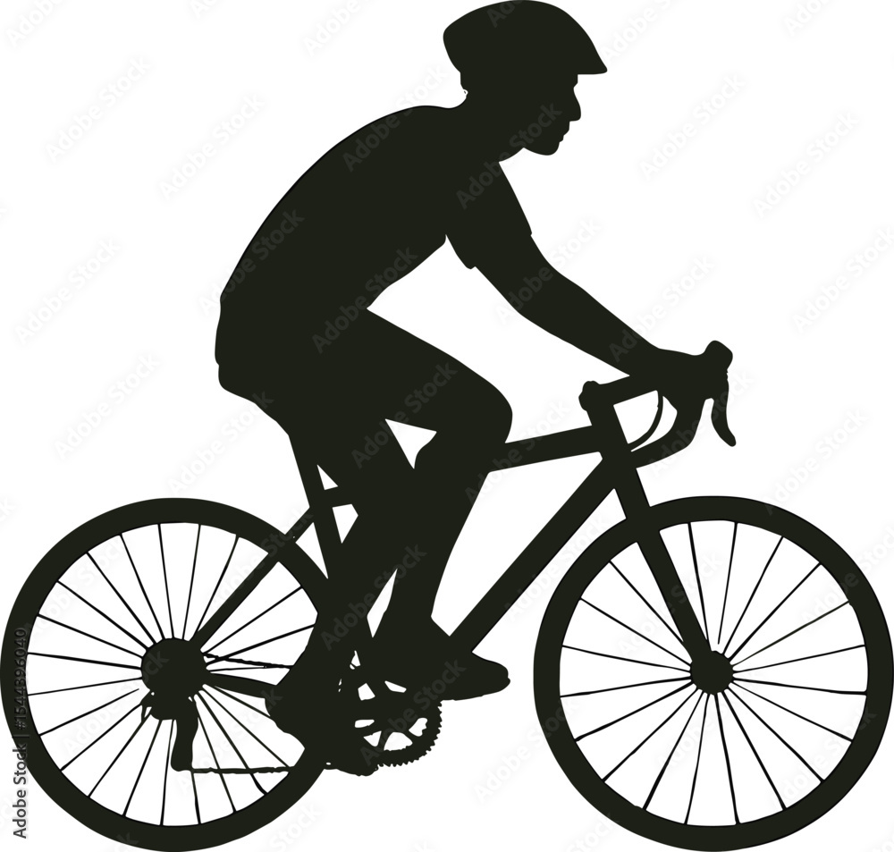 Obraz premium silhouette running bicycle rider