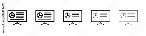 Presentation icon vector outline set illustration sign