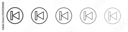 Previous icon vector outline set illustration sign
