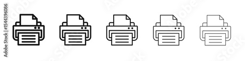 Print button icon vector outline set illustration sign