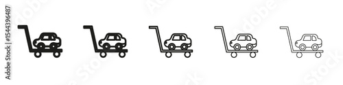 Pushing car icon vector outline set illustration sign