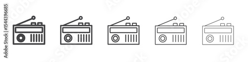 Radio icon vector outline set illustration sign