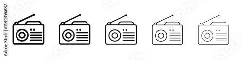 radio icon vector outline set illustration sign