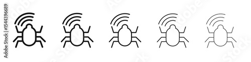Radio spy bug icon vector outline set illustration sign