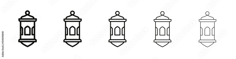 Obraz premium Ramadan lantern icon vector outline set illustration sign