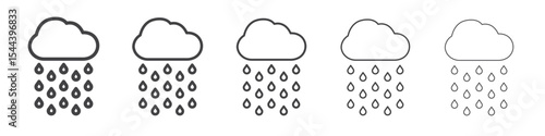 Rain icon vector outline set illustration sign