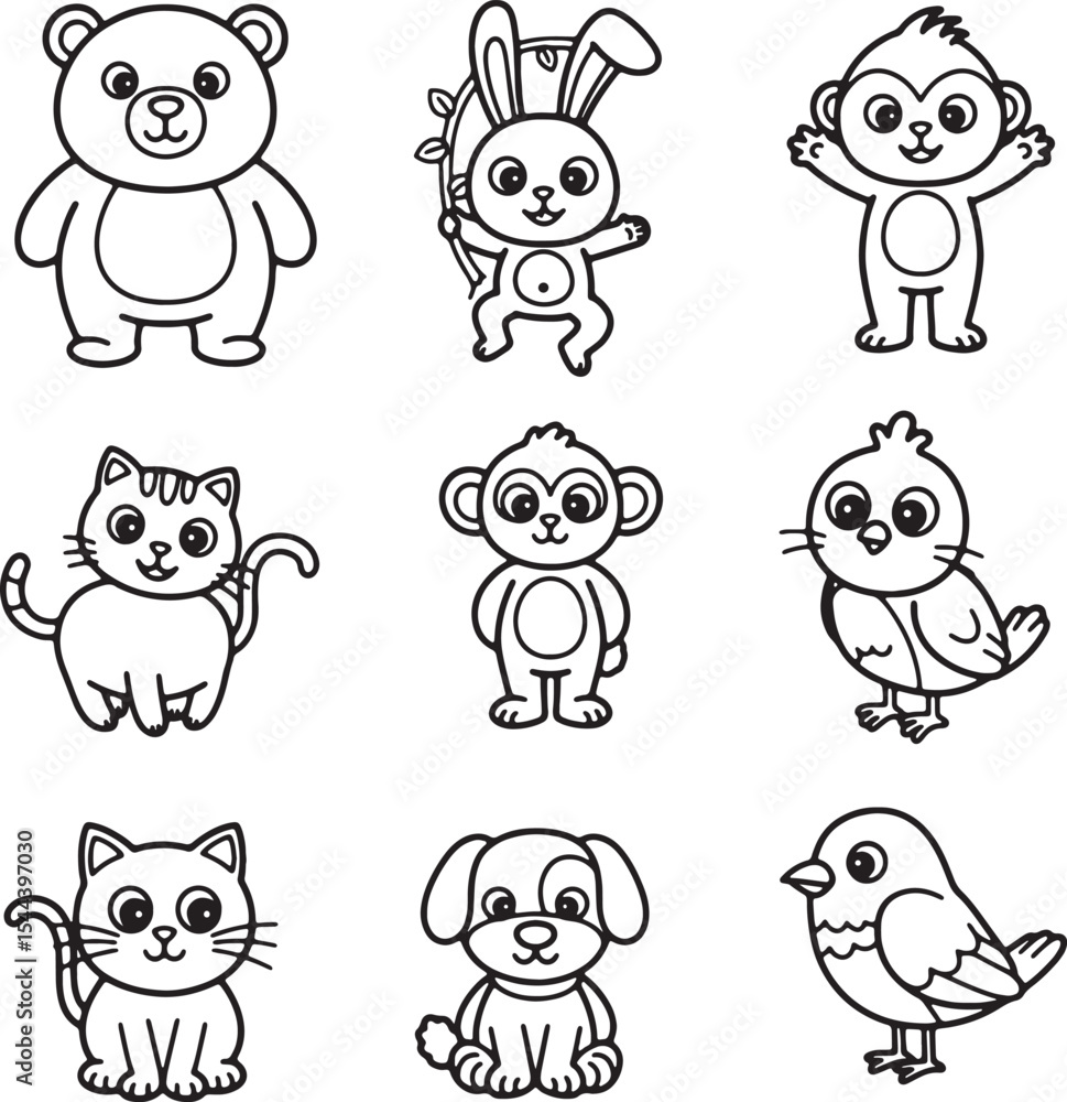 Fototapeta premium Set of funny cartoon animals