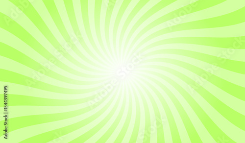 Abstract light lime green background with rays retro starburst. Spiral radial striped backdrop design. Sunbeam swirl light retro design. Vintage sunrays swirl sun beam pattern.