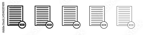 Remove document icon vector outline set illustration sign