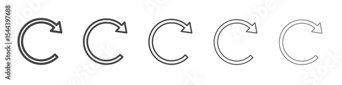 Reset icon vector outline set illustration sign