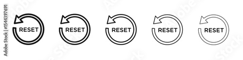 Reset icon vector outline set illustration sign
