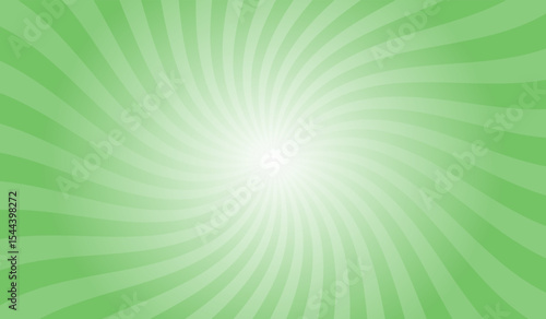 Abstract mantis green background with rays retro starburst. Spiral radial striped backdrop design. Sunbeam swirl light retro design. Vintage sunrays swirl sun beam pattern.