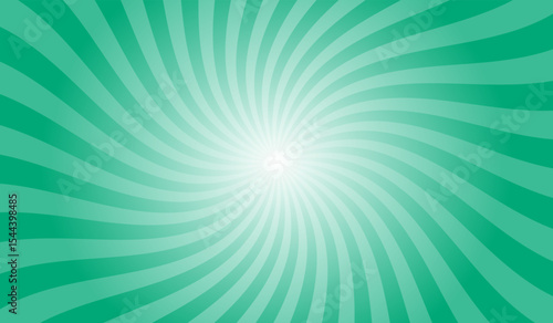 Abstract munsell green background with rays retro starburst. Spiral radial striped backdrop design. Sunbeam swirl light retro design. Vintage sunrays swirl sun beam pattern.