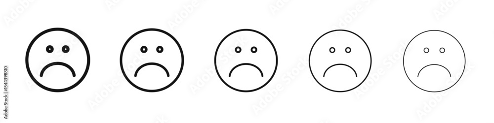 Fototapeta premium Sad icon vector outline set illustration sign