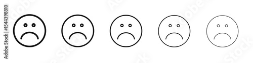 Sad icon vector outline set illustration sign