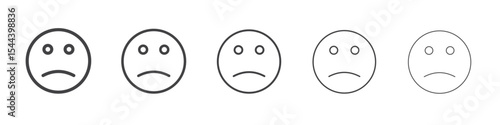Sad icon vector outline set illustration sign