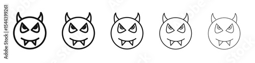 satan evil icon vector outline set illustration sign