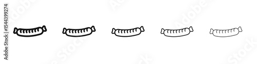 Sausage icon vector outline set illustration sign